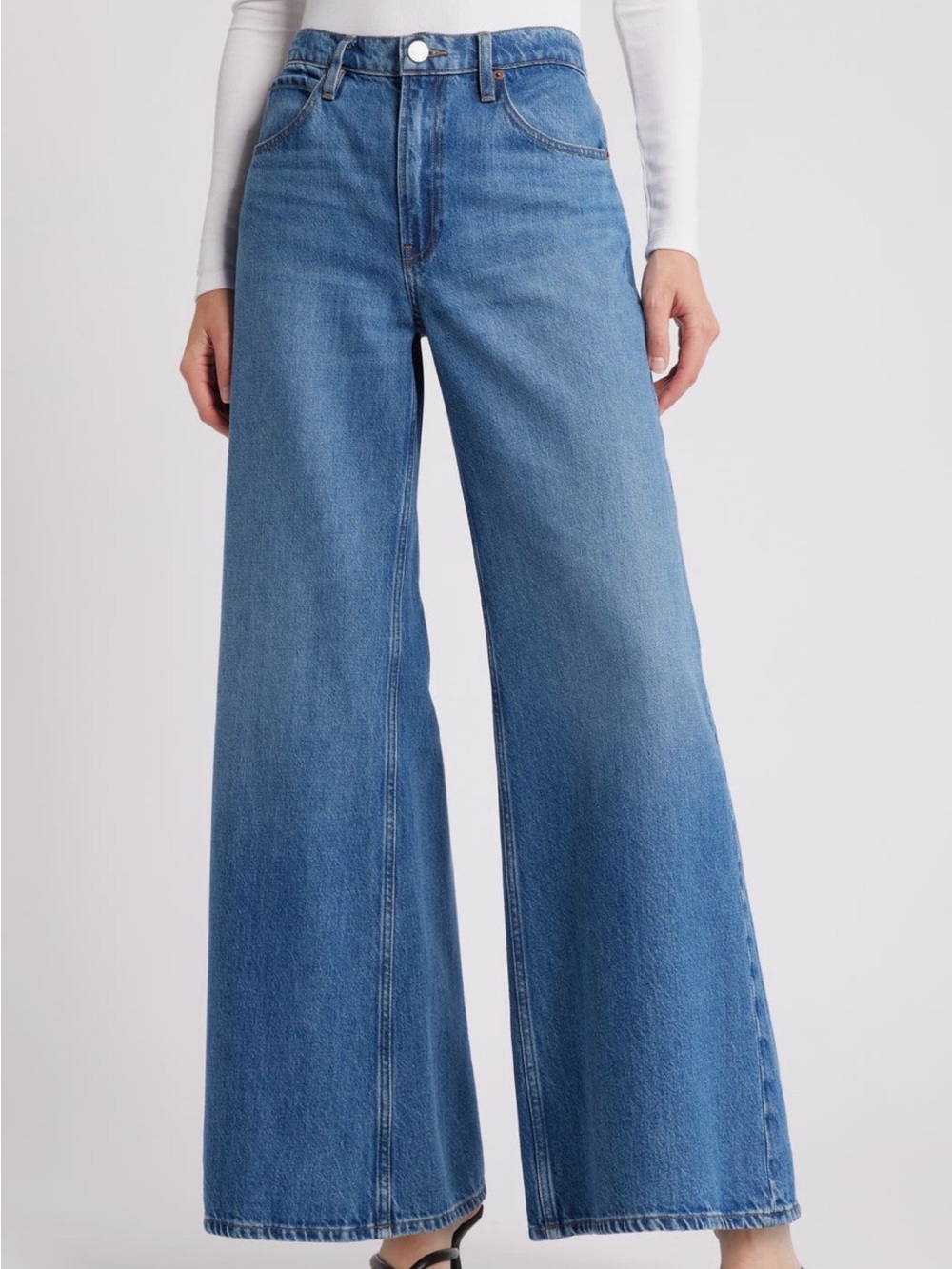 Frame Denim Wide Leg High-Rise Jeans in Medium Blue